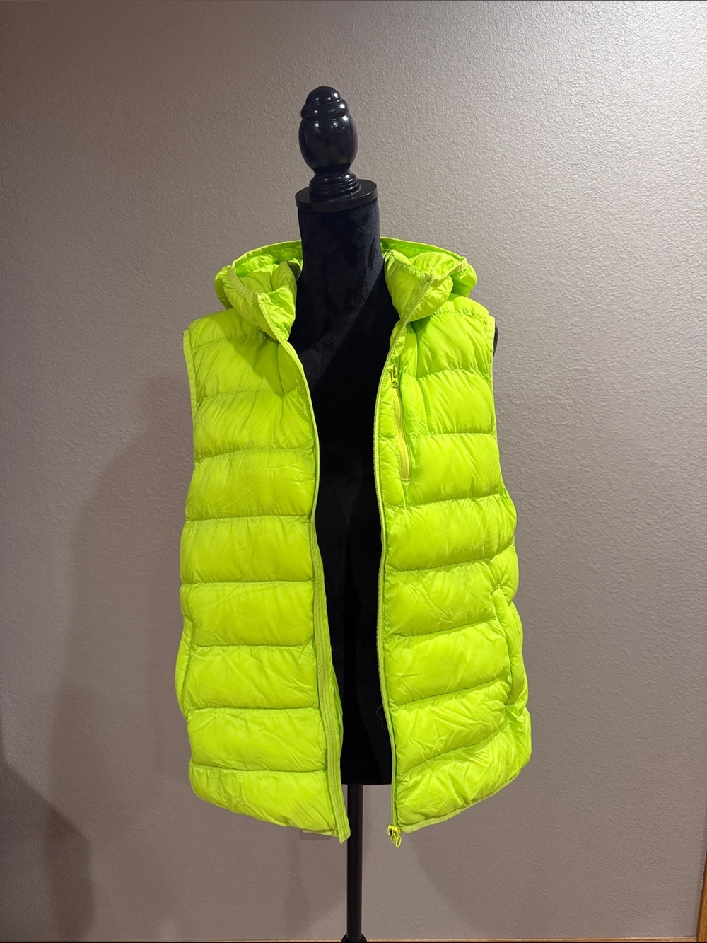 Fabletics Neon Yellow Hooded Puffer Vest